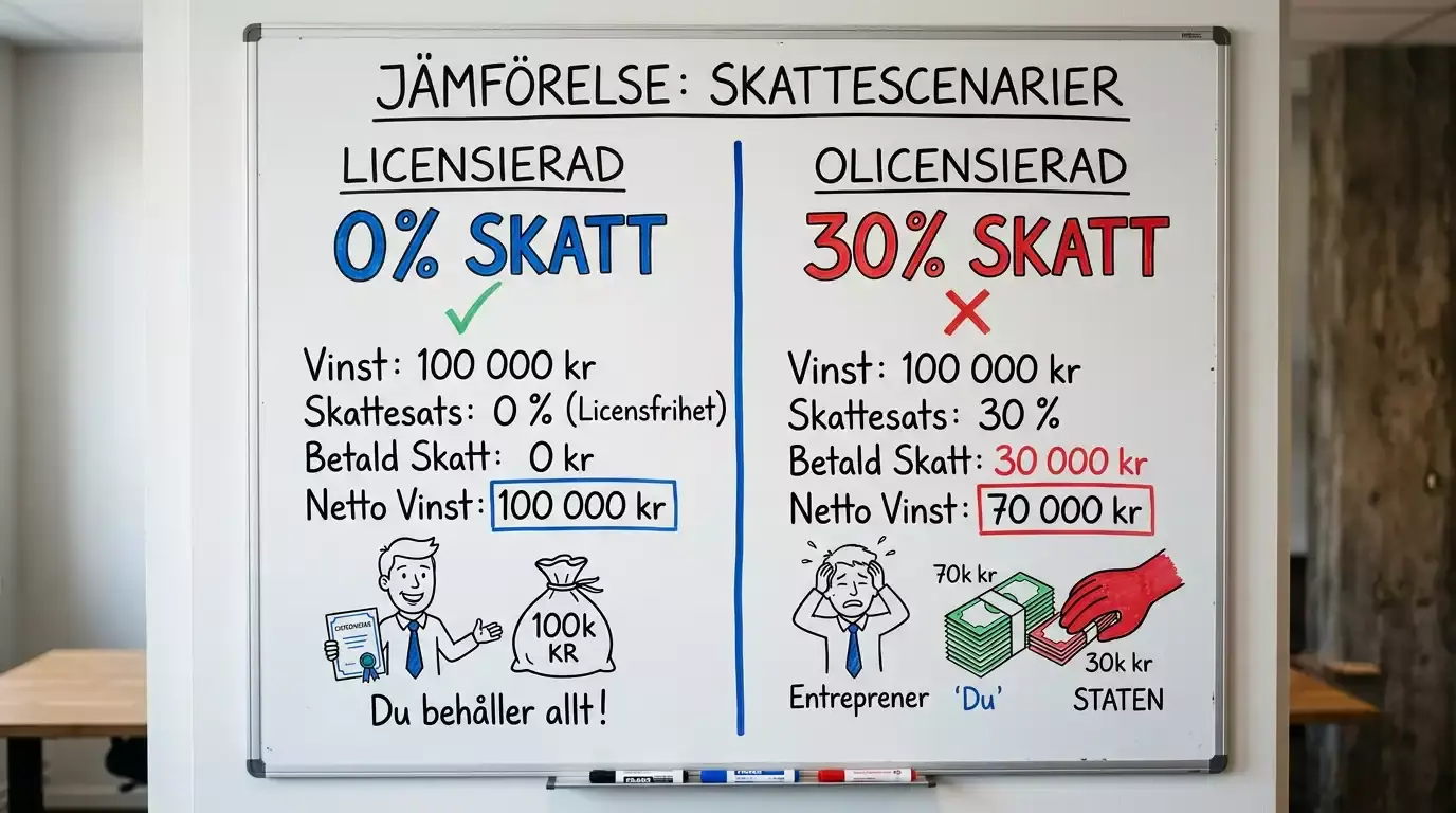 Jämförelse av beskattning mellan licensierat och olicensierat