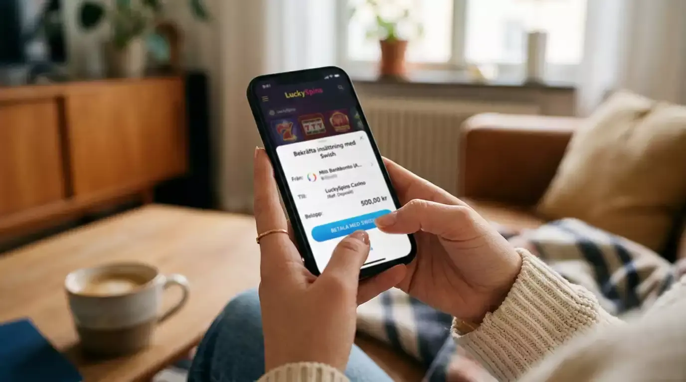 Mobilt casinobetalningsflöde med Swish