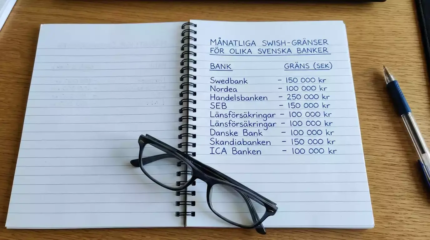 Månadsöversikt av Swish-gränser per bank