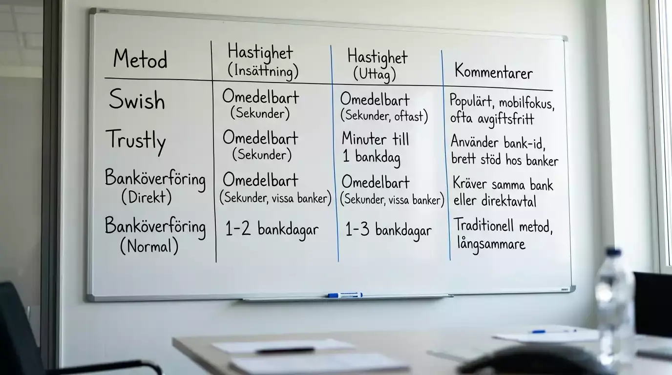 Jämförelse av uttagshastighet mellan betalmetoder