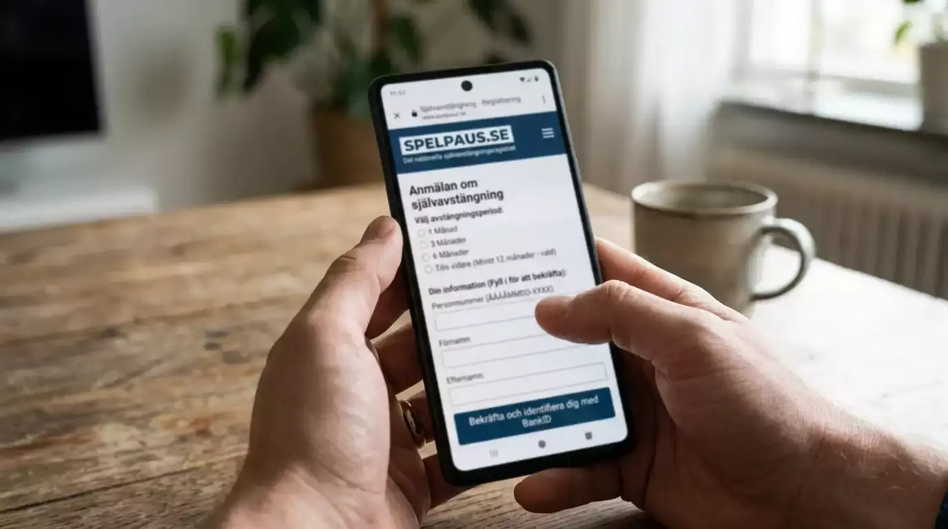 Aktivering av Spelpaus på smartphone