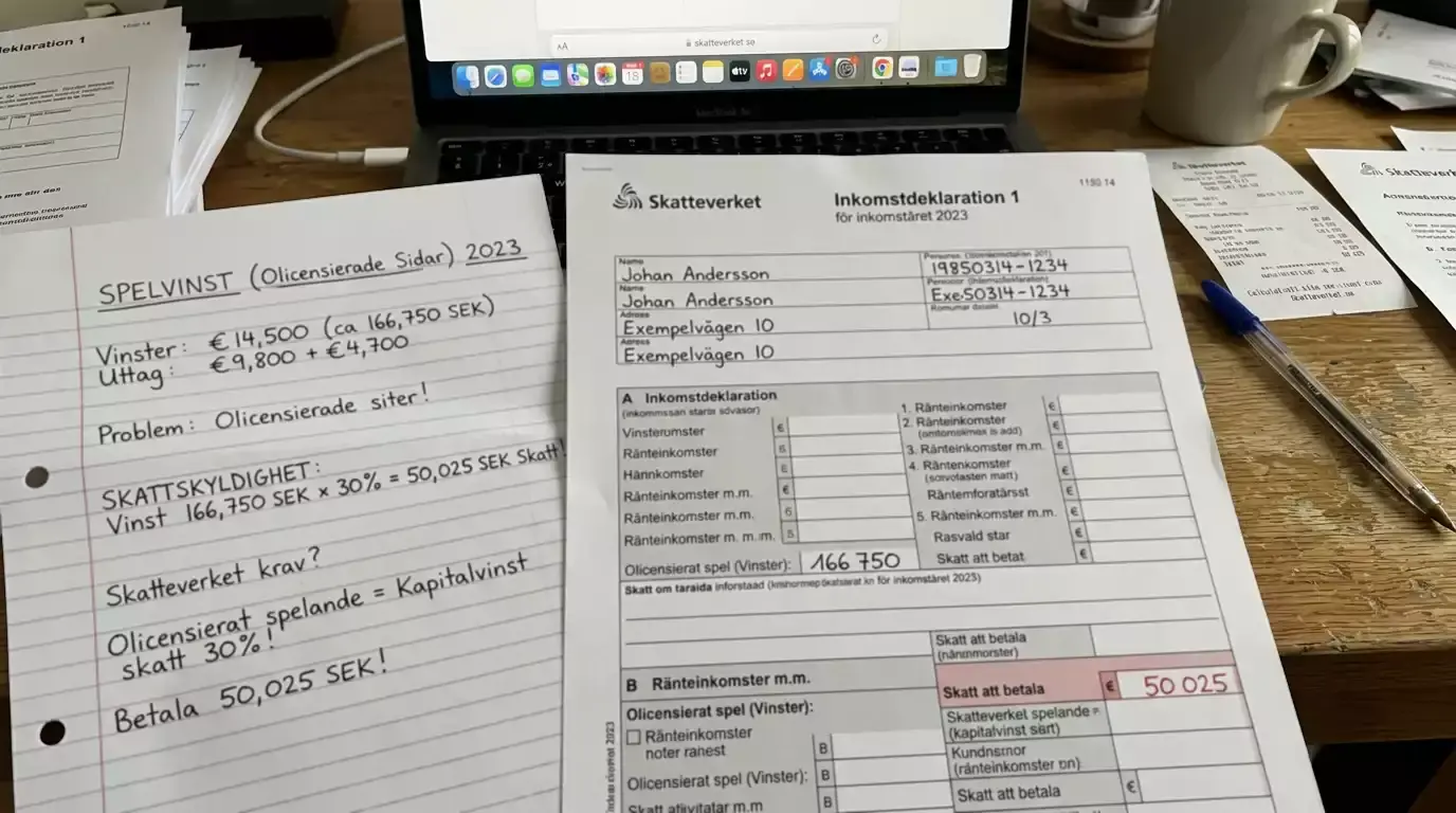 Skatteplikt vid vinst på olicensierat casino